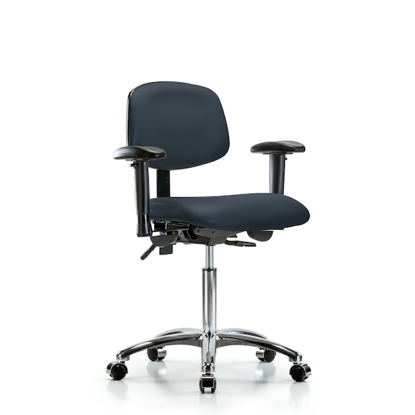 Blue Ridge Ergonomics Chair, Vin, Med Bench, Chr Tilt AA Cast, Nav, 6-Way Adjustable, 22" to 29" Height, Imperial Blue BR-VMBCH-CR-T1-A1-NF-CC-8582 - main