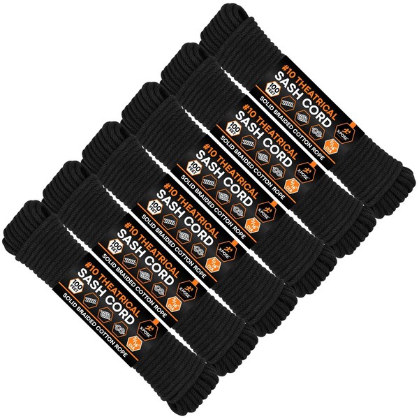 Xpose Safety Black Braided Sash Cord 5/16in x 100ft, 6PK BSC516-100-6-X-S - main