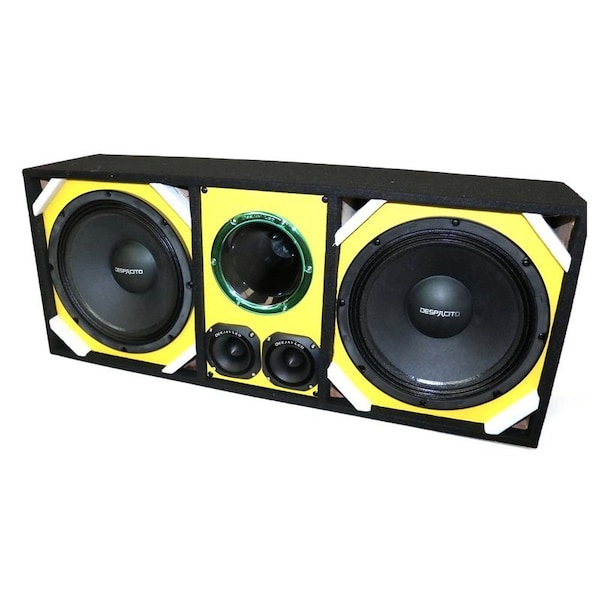 Deejay Led Loaded Box w/Two Despacito Heavy Duty 12-in Woofers One Horn and w/Two Bullet Tweeters YELLOW TBH12YELLOW - main