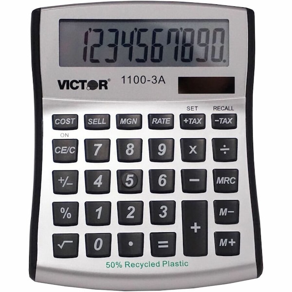 Victor Technology Portable Calculator, LCD, 10 Digits 1100-3A - main