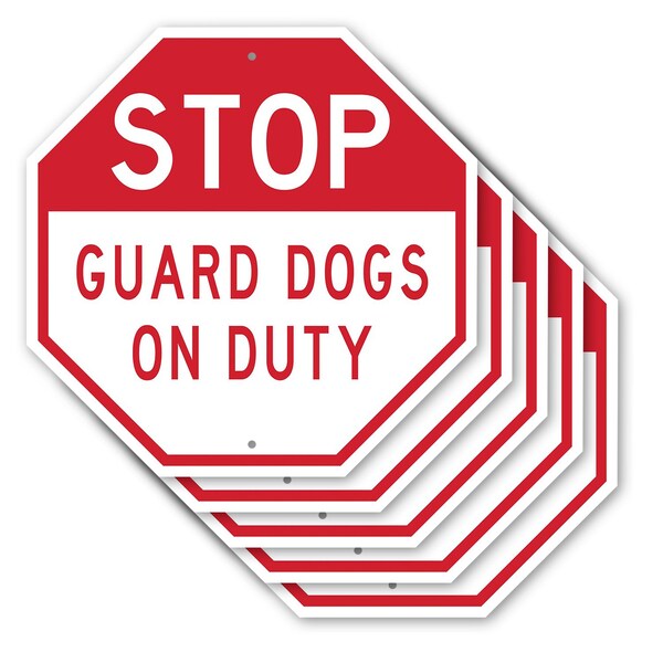 Signmission Stop Guard Dogs on Duty, 10 inch X 10 inch, Aluminum Metal Signs, 5PK OC-A-5Pack-10-257 - main