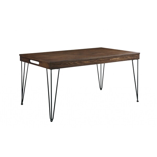 Homeroots 36" X 60" X 30" Walnut Black Metal Wood Dining Table 347338 - main