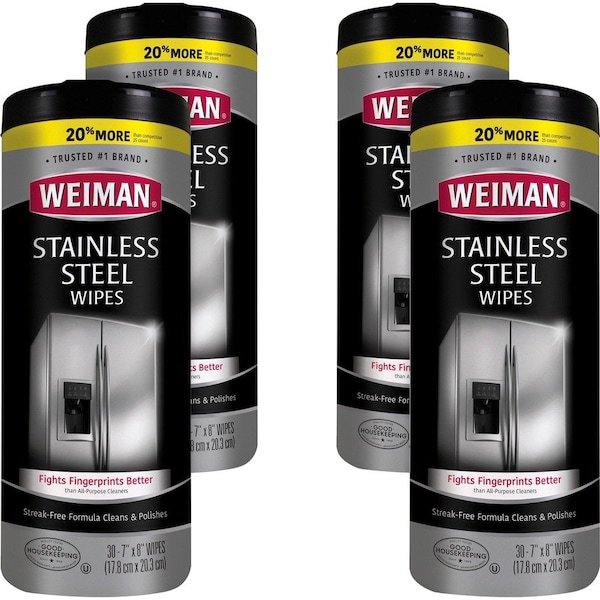 Weiman Stainless Steel Wipes, 7 x 8, 30/Canister, PK4 92CT - main