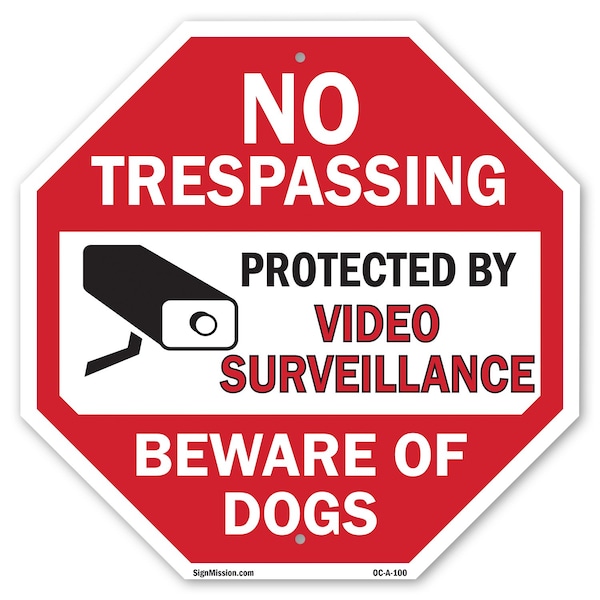 Signmission No Trespassing Protected by Video S, 6 Inch X 6 Inch, Plastic Sign OC-P-6-100 - main