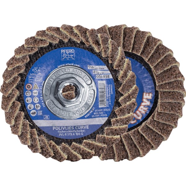 Pferd PFERD Flap Disc, PVL-R, POLIVLIES CURVE, 4-1/2in x 5/8-11, Medium, Aluminum oxide 45926 - main