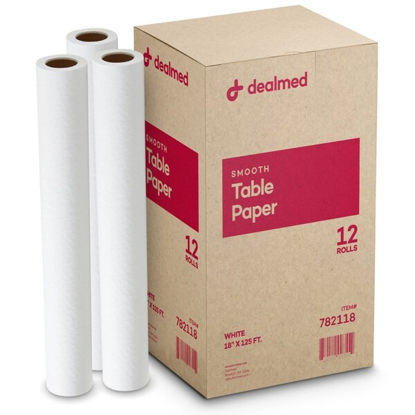 Dealmed Table Paper, Smooth, 18 X 125', 12PK 782118 - main