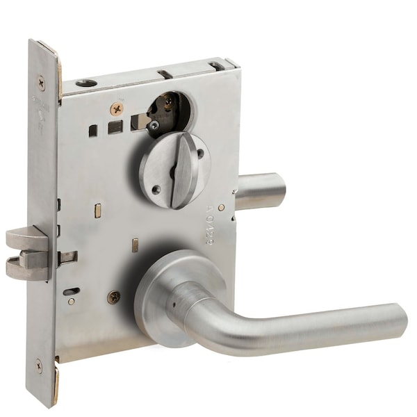 Schlage Grade 1 Privacy with Coin Turn Mortise Lock, 02 Lever, A Rose, Satin Stainless Steel Finish, Field L9044 02A 630 - main