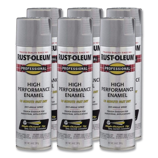 Rust-Oleum Professional Spray Paint, Metallic Aluminum, 14 oz Aerosol Can, 6PK 7515838 - main