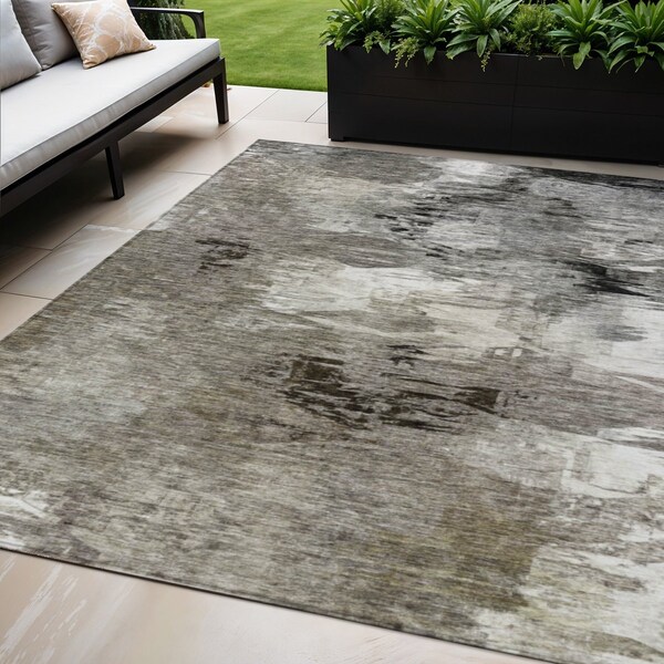 Homeroots 5' X 8' Taupe Beige And Ivory Abstract Washable Indoor Outdoor Area Rug 577758 - main