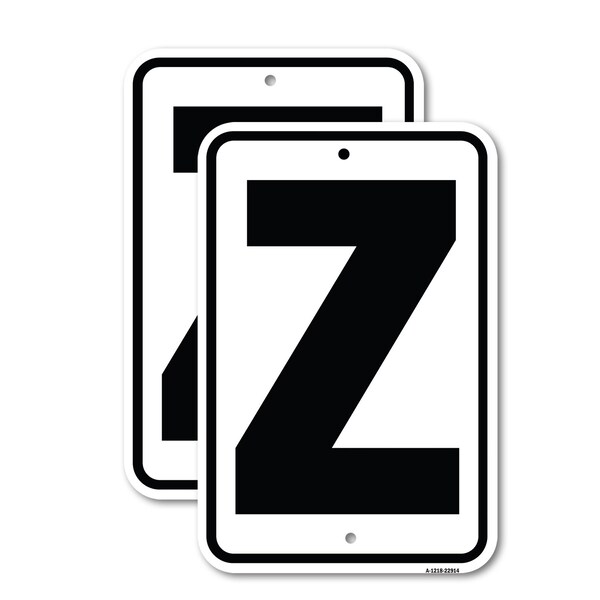 Signmission Sign with Letter Z, 12'' X 18'' 2 Signs, Heavy Gauge Aluminum, 2PK A-1218-2PACK-22914 - main
