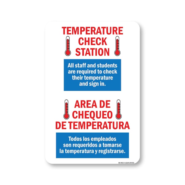 Signmission Public Safety Sign, Temperature Check Station Spanish, 18in X 12in Decal, OS-NS-D-1218-25433 OS-NS-D-1218-25433 - main