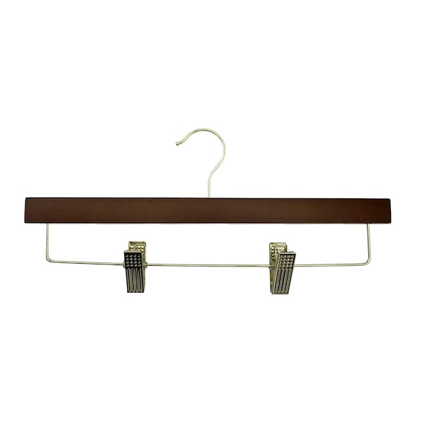 Nahanco 14in Mahogany Wooden SlimLine Pant/Skirt Hanger w/ Padded Clips and Gold Hardware, 50PK SL70314RC50GH - main