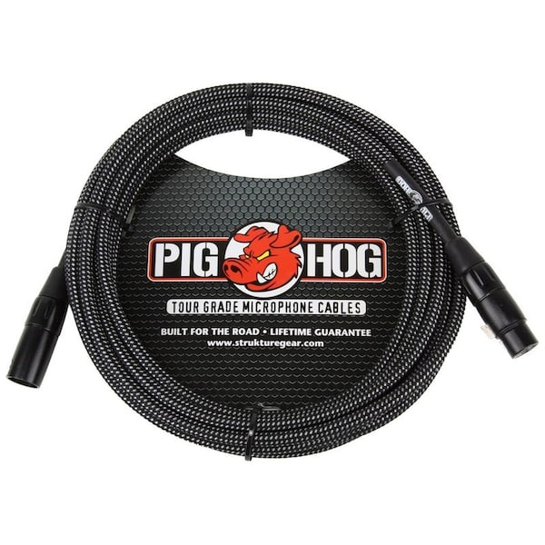 Pig Hog Black & White Woven Mic Cable, 10-Feet XLR PHM10BKW - main