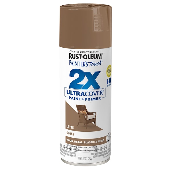 Rust-Oleum 2X Ultra Cover Spray Paint, Latte, Gloss, 12 oz 383203 - main