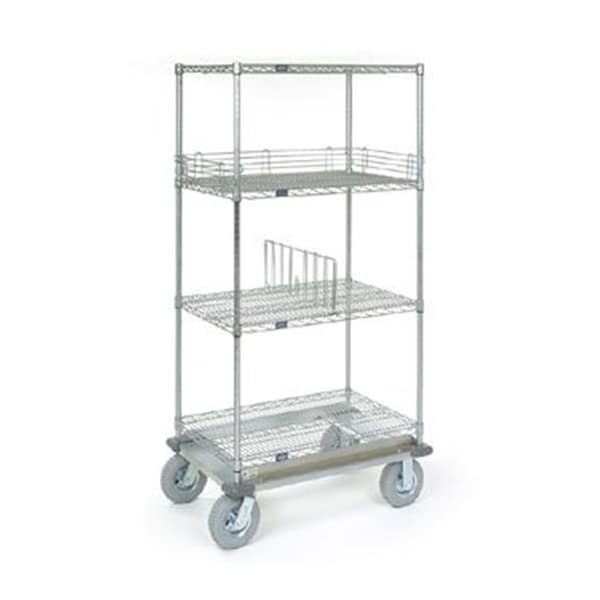 Tosafos Wire Shelf Dolly Truck with Pneumatic Wheels, Chrome - 18 x 60 x 72 in. TO423162 - main