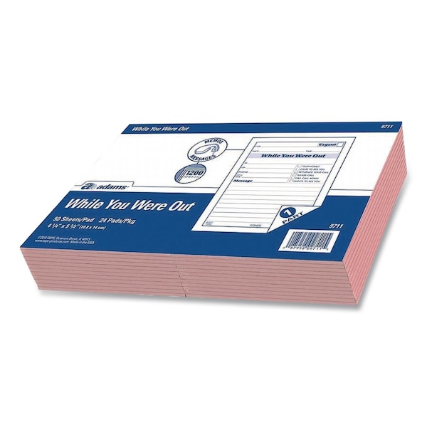 Adams Business Forms While You Were Out Memo Pad, One-Part (No Copies), 4.25 x 5.5, 50 Forms/Pad, 24PK 9711 - main