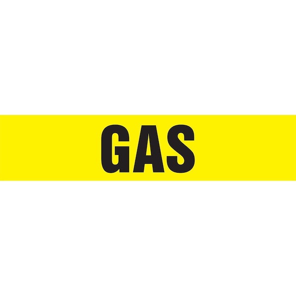 Accuform Pipe Marker, GAS Legend, BlackYellow, Fits Pipe Dia 212 to 3 in, Vinyl Plastic, SnapTite Mount RPK345STC - main