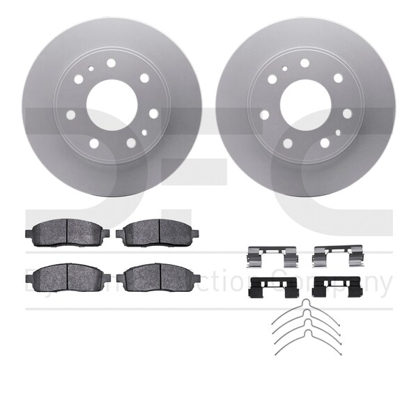 Dynamic Friction Co DFC GEOSPEC Coated Rotor- Heavy Duty Brake Pad includes Hardware 4412-54068 - main