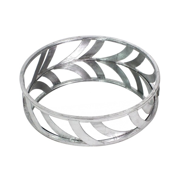 Homeroots 14in Silver Round Metal Geometric Vanity Tray 274455 - main