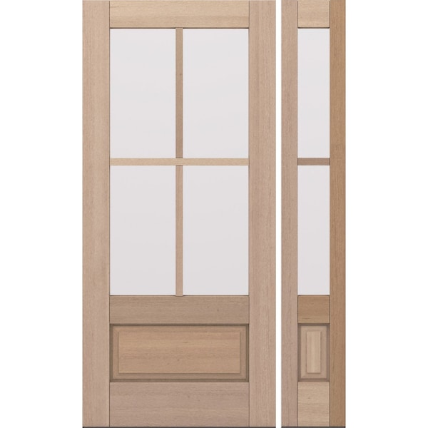 Doornmore G7504, 51.5" x 82" ( 36" Door + 12" Side) Left Hand, Mahogany SDL 4 Lite, 3/4 Lite Exterior Door G7504-SW-3680-G7502-SL_1-1_LI - main