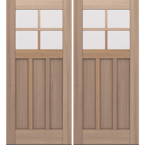 Doornmore CRF-P3G4, 74.5" x 82" ( 2x36" Door) Left Hand, Mahogany SDL 4 Lite Exterior Door CRF-P3G4-SW-3680_2_LI - main