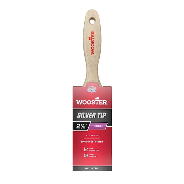 Wooster 2-1/2" Varnish Soft, Silver CT Polyester Bristle, Paint Brush, Wood Handle 5222-2 1/2 - main