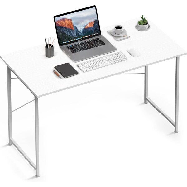 Yssoa Small Space 40 Inches Writing Desk with Headphone Hooks, Simple Wooden Design, Suitable for S FNDESKOFFICELITE47X20WHT - main