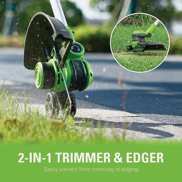 Greenworks 24V 12'' Cordless Battery String Trimmer & Edger with 2.0 Ah Battery & Charger 2128502 - main