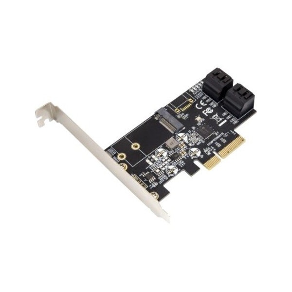 Syba Multimedia SYBA Multimedia SI-PEX40138 4 Port Non-Raid SATA III 6Gbps & M.2 B Key 2242 PCI-e x4 Controller Card SI-PEX40138 - main
