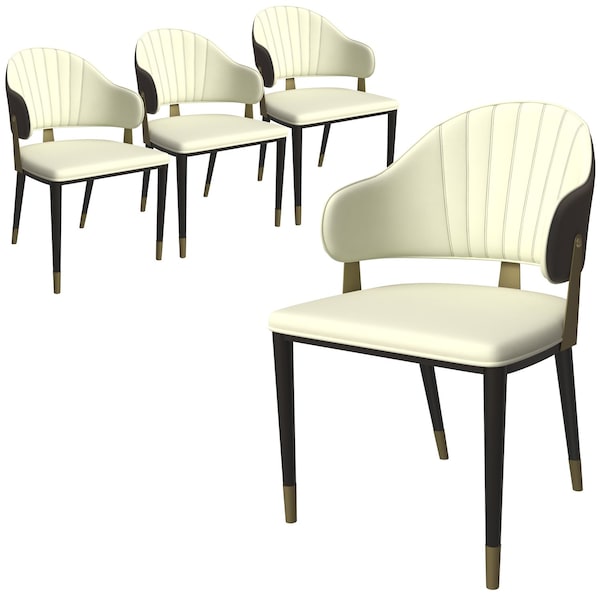 Leisuremod Aria Modern Dining Chair in Leather and Iron Legs with Curved Back in Black, 4PK AC45BL4 - main