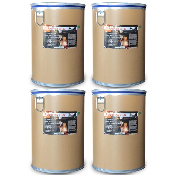 Hyw Products ER70S-6 Mild Steel Mig .045in Welding Wire 550-Pound Drum Robopak S-6, 4 Drums 16045550-4 - main