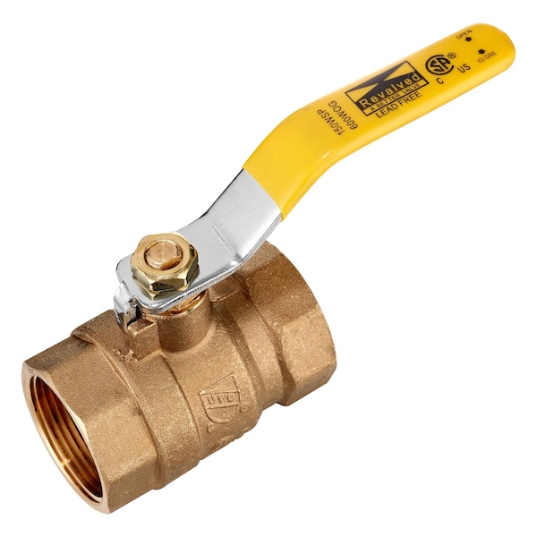 Revalved 1-1/2" Brass Ball Valve 600 WOG Female Threaded NPT Full Port, Lead-Free REV150TH - main