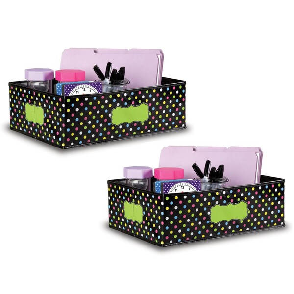 Teacher Created Resources Chalkboard Brights Storage Bin, 16" x 11" x 5", 2PK 20765 - main