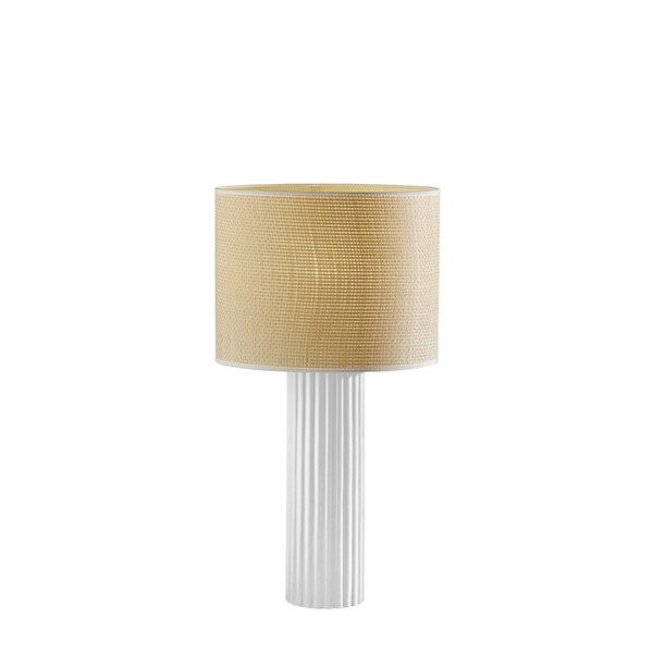 Homeroots 24" White Ceramic Cylinder Table Lamp With Beige Drum Shade 524626 - main