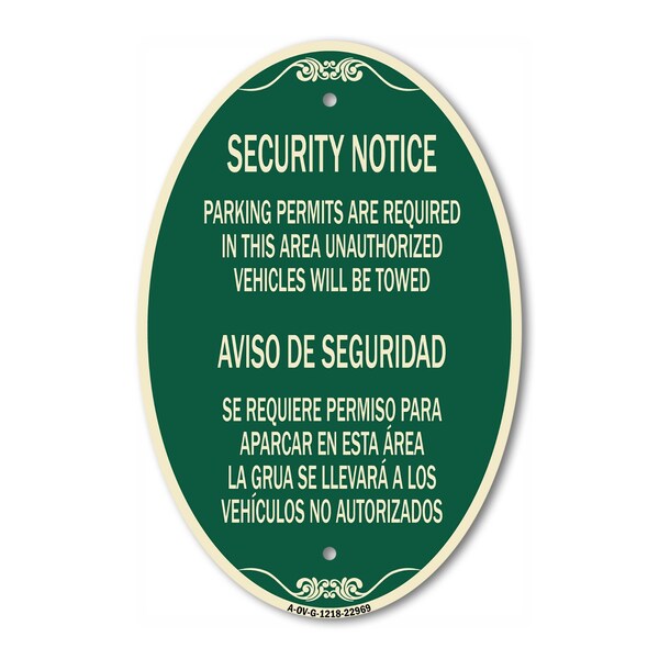 Signmission Parking Permits Are Required in This Area Una, 12 In X 18 In Architectural, Heavy Gauge Aluminum A-OV-G-1218-22969 - main