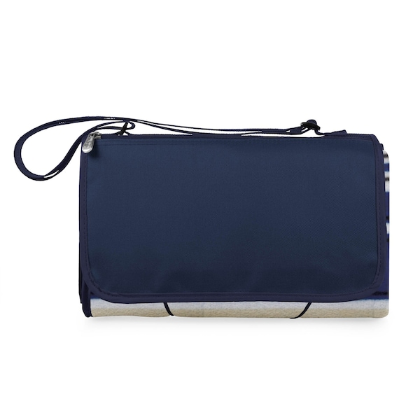 Picnic Time Family Of Brands Blanket Tote XL Outdoor Picnic Blanket, Blue Stripe Pattern with Navy Flap 920-00-107-000-0 - main
