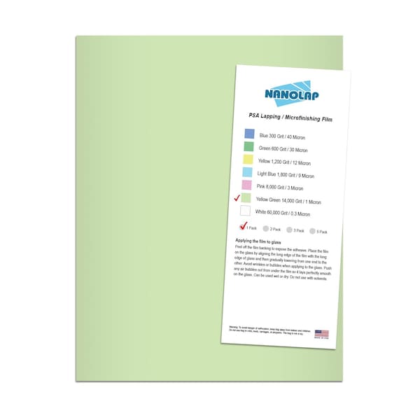 Nanolap PSA Lapping Film, 1 Pc 1 Micron (14,000 Grit), 8-0.5 in x 11 in Microfinishing Fine Sanding Paper 61548N - main