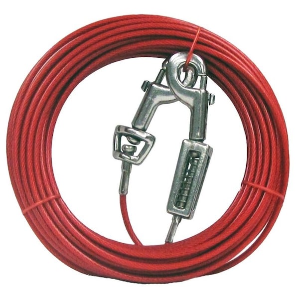 Boss Pet PDQ TieOut with Spring, 20 ft L BeltCable, For Large Dogs up to 60 lb Q3520SPG99 - main