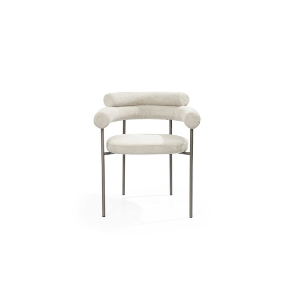 Homeroots Set of Two Light Gray and Gunmetal Boucle and Stainless Steel Open Back Dining Arm Chairs, 2PK 719096 - main