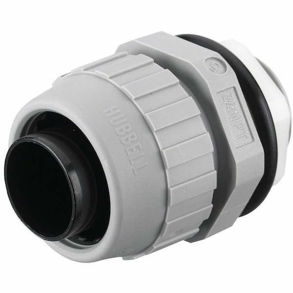 Hubbell Wiring Device-Kellems Conduit Fitting Connector, 3/4 in, Threaded, Nylon, PVC Coated, Gray P075NGYA - main