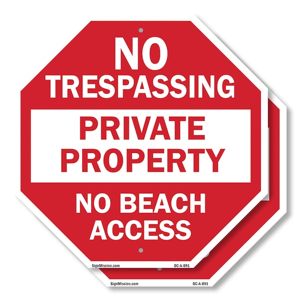 Signmission No Trespassing Private Property No, 10 inch X 10 inch, Aluminum Metal Signs, 2PK OC-A-2PACK-10-91 - main