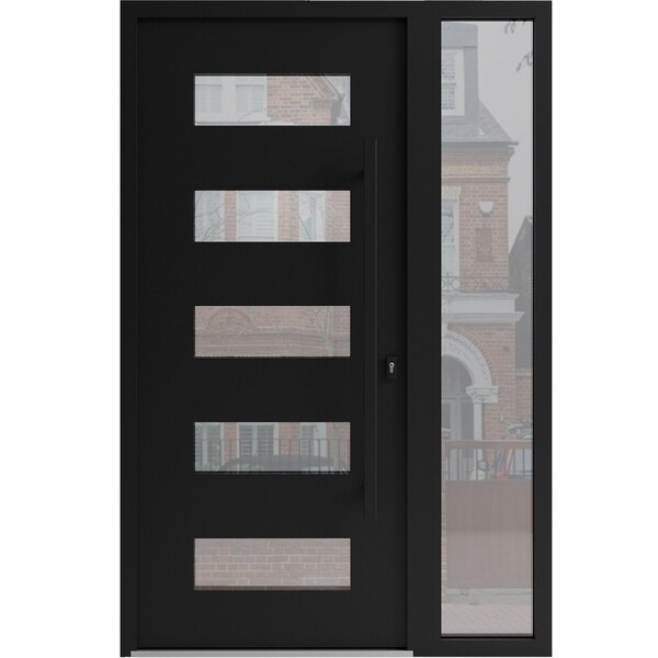 Vdomdoors Aluminum Door Iron 0255 Black Entry Steel Metal Classic Painted 50 x 80 (36+14 x 80)-Right Inswing IRON0255EXD-BLK-W36+14xH80-RH-I - main