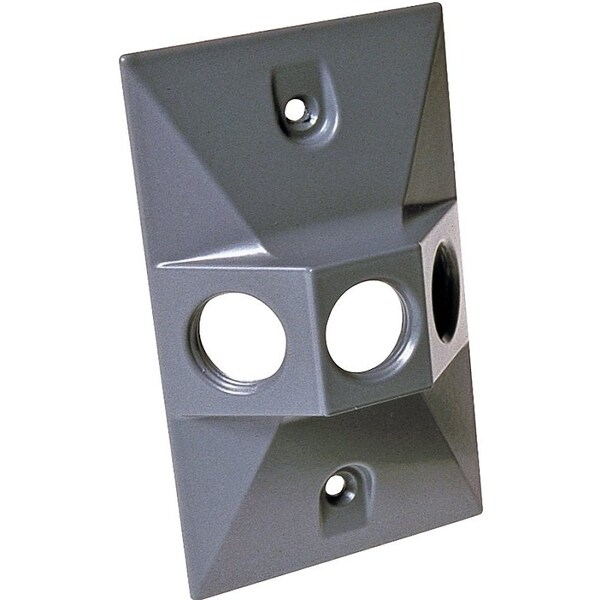 Hubbell Cluster Cover, 4-19/32 in L, 2-27/32 in W, Rectangular, Zinc, Gray, Powder-Coated 5189-0 - main