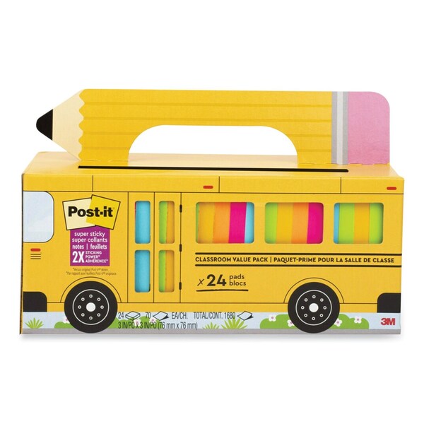 Post-It Self-Stick Notes, 3" x 3", Assorted, 70 Sheets/Pad, PK24 7100241748 - main