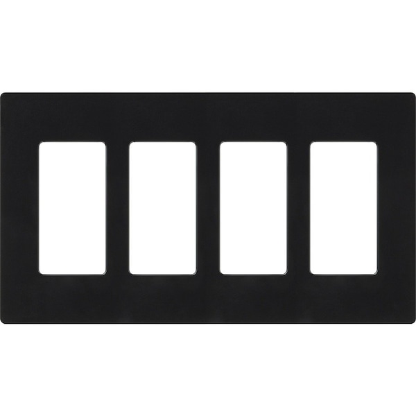 Lutron Designer Wall Plates, Number of Gangs: 4 Thermoset, Gloss Finish, Black CW-4-BL - main