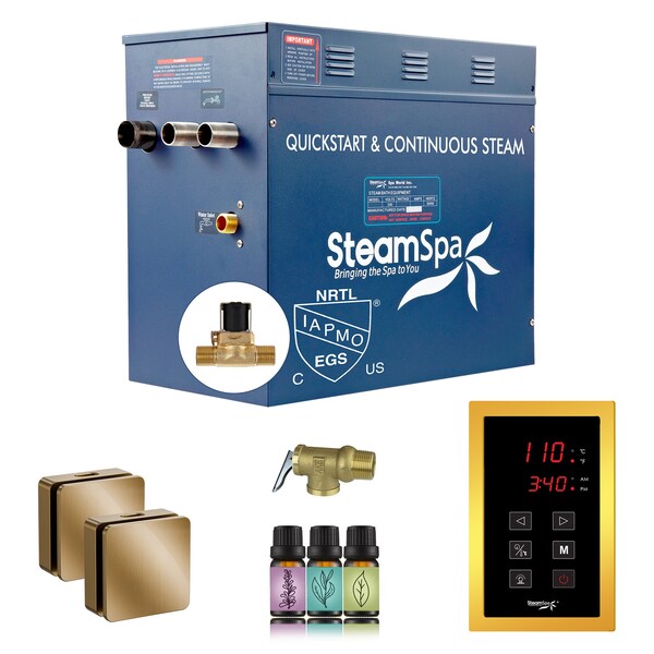 Steamspa Oasis Series 12KW Steam Bath Generator w/ Continuous Steam Plus Easy Touchpad and Autodrain in Gold OATS1200GD-A - main