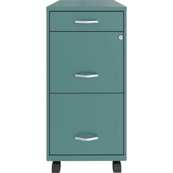 Nusparc 3-Drawer Mobile Vertical File Cabinet, 14.2" x 18" x 29.5", Teal NPRVF318BMTL - main