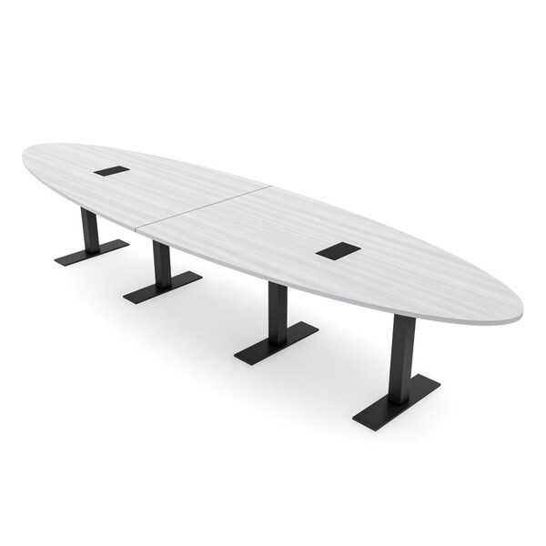 Skutchi Designs 12 Person Conference Table With Power Unit | 14' Oval Table | Harmony Series HAR-OVL-48X168-T.BK-WA7976-EBLK - main