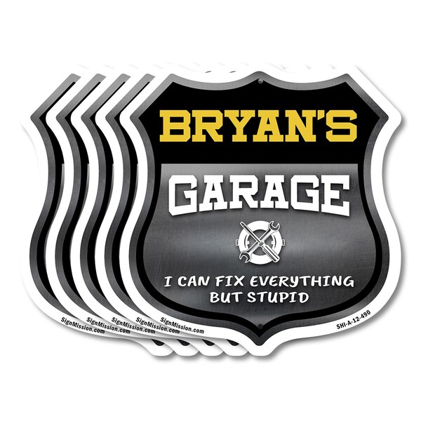 Signmission Bryan's Garage I Can Fix Everything But Stupid, 12 inch X 12 inch, Aluminum Metal Sign, 5PK SHI-A-5Pack-12-490-BRYAN - main