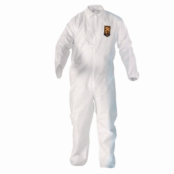 Kleenguard A20 Breathable Particle Protection Coveralls, Zip Front, Elastic, Large, White, 24PK KCC 49103 - main